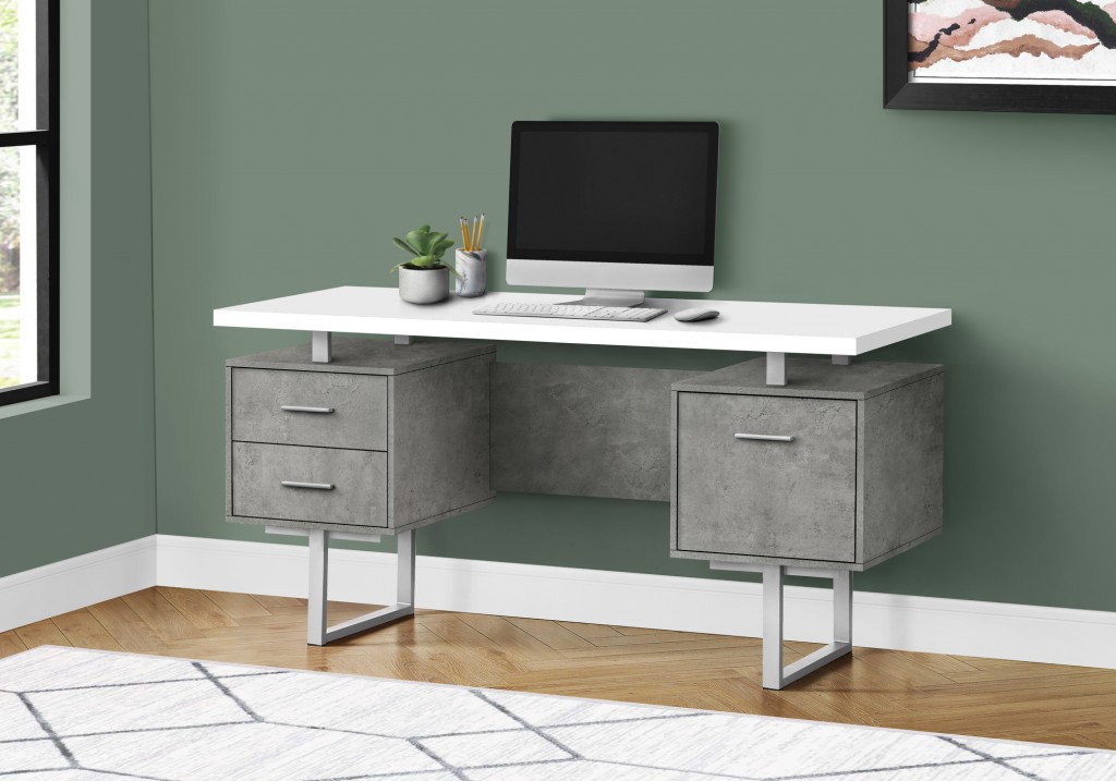 MONARCH SPECIALTIES Bureau de travail noir avec dessus gris en